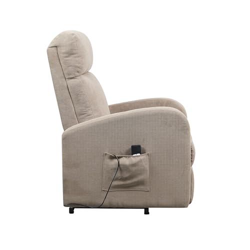 Poltrone Italia Poltrona Relax Elettrica 2 Motori, Reclinazione Indipendente Schienale Pediera Seduta Indeformabile Elevabile Alzapersona Anziani Disabili Beige - 6