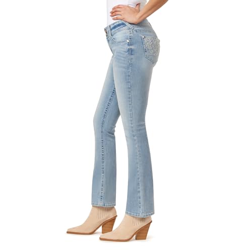 Image of WallFlower Bling Back Pocket Bootcut Jeans for Women, Luscious Curvy Fit, Embellished Mid-Rise Insta Stretch Denim