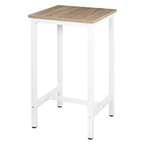 WOLTU 1 Bartafel Keukentafel in Spaanplaat en metalen,Hoge tafel bistrotafel 60x60x102cm,Lichteiken BT34hei