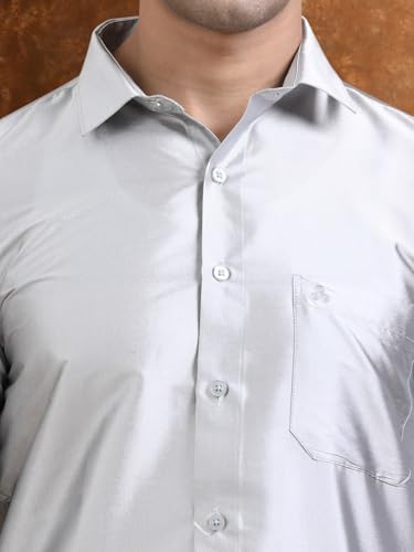 Image of Tattva Men Silk Blend Ethnic Shirt | Traditional South Indian Wear for Wedding, Festivals & Casual Wear