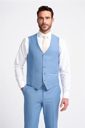 Men's Suit Sky Blue 3 Piece Tailored Fit Formal Wedding Dress3