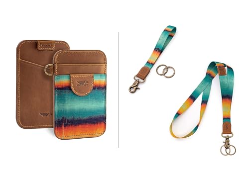 POCKT Slim Card Holder Wallet + Wrist and Neck Lanyard for Keys Bundle for Women | Grunge