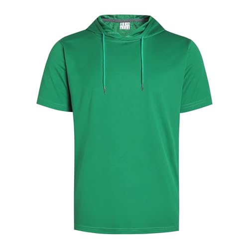 Pullonsy Men's Short Sleeve Hoodies Workout Gym Hooded T-Shirts Athletic Pullover Lightweight Sweatshirt