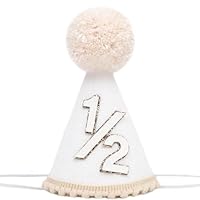 1/2 Geburtstagshut, Halber Geburtstagshut, 1/2 Geburtstag Hut, 6 Monate Geburtstagsdekorationen für 6 Monate Meilenstein Feiern, Cake Smash, und Foto Requisiten auf halbem Weg zu einem, Weiß