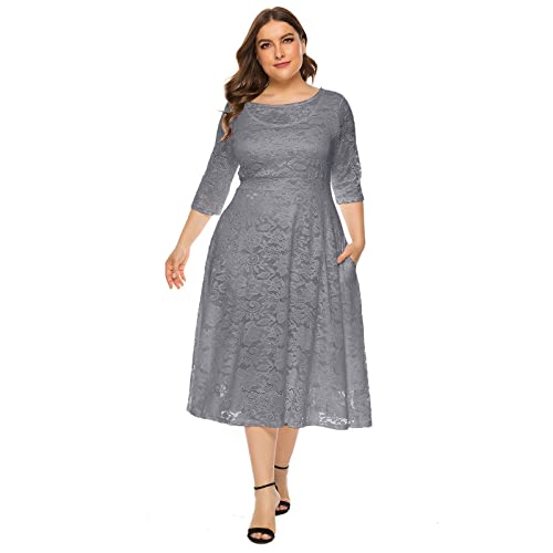 Robe de cocktail grande taille à fleurs conçue pour valoriser les formes rondes