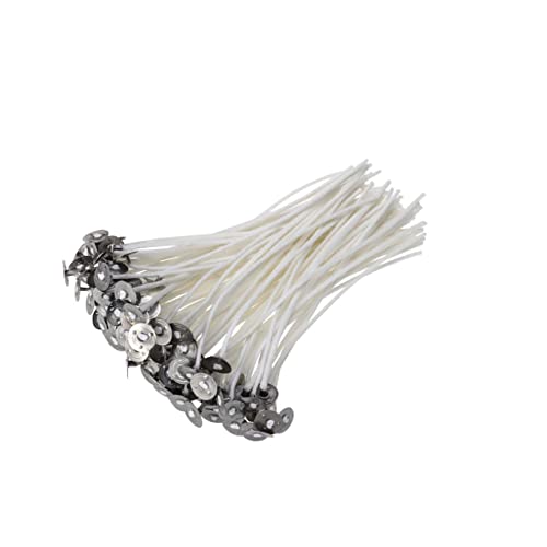 MUELODSIC 100pcs Cotton Candle Wicks with Tabs Low Smoke for DIY Candle Making Projects Compatible with Soy Gel Paraffin Wax