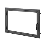 Puerta de horno de chimenea con vidrio para hornos de pizza y acero para calderas. Apertura: izquierda | Tirador a la derecha. Ventana grande. Model P1 (50x40cm)
