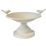 Color: Blanco HOGAR Y MAS Comedero de Pajaros Fuente Metal Exterior o Interior, Bebedero Pajaros Jardín. Decoración Exterior/Jardín 24x24 cm - Blanco