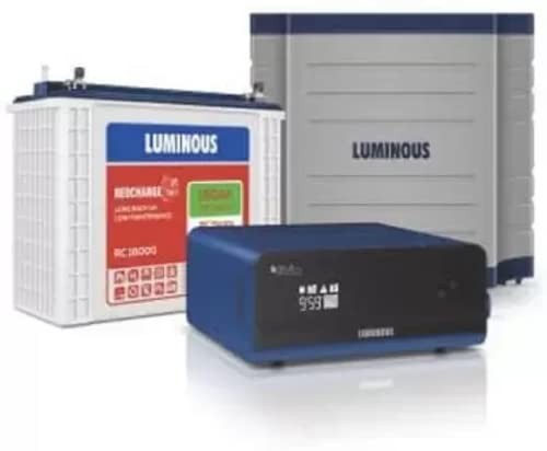 Image of Luminous Inverter & Battery Combo with Trolley for Home, Shop & Office - Zelio+ 1100 (900VA /12V) Pure Sine Wave Inverter + RC18000 150Ah Tall Tubular Battery | 36M Warranty on Inverter & Battery | 900VA /12V Pure Sine Wave Inverter, RC18000 150Ah Tall Tubular Battery, 36M Warranty on Inverter & Battery