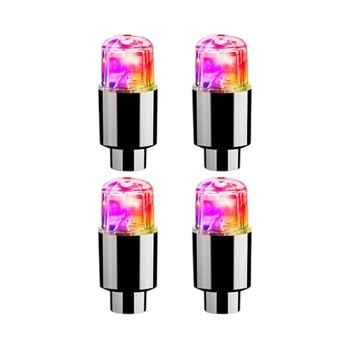 4Pcs Colorful LED Wheel Lights Car Tire Valve Caps Neon Light Bulb Universal Car Motorcycle Bicycle Valve Cover Auto Exterior(4Pcs Colorful)