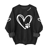 QJDFLL Nikolaus Geschenk Freund Sweatshirt mit Valentinstag-Print, langärmelig, Rundhalsausschnitt, lässiger Pullover, kuschelig weiches Fleece, modische(Schwarz,XXL)