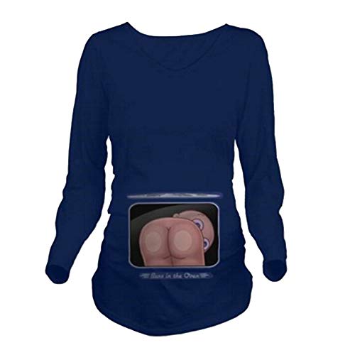 Q.KIM Camiseta Divertido Estampada para Mujer Embarazo Serie de Baby Butt (Large,...