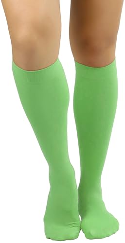 Image of ToBeInStyle Women's Opaque Knee High Nylon Fashion Socks Solid & w /Front Satin Bow