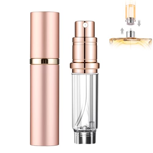 szyanlai Portable Perfume Atomiser Refillable - 5ml Empty Travel Perfume Bottle Nano Mist Leaking Proof Bottom Pump without Funnel Luxurious Mini women and men(Rose Gold)
