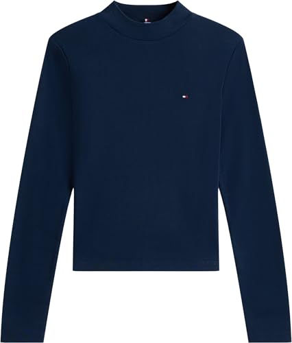 Tommy Hilfiger Damen Langarmshirt Slim Cody Mock-Neck, Blau (Dark Night Navy), XXL – Ansicht 6