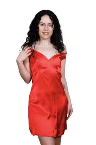 Robe en soie rouge longueur genou anti-irritation pour une tenue habillée fluide