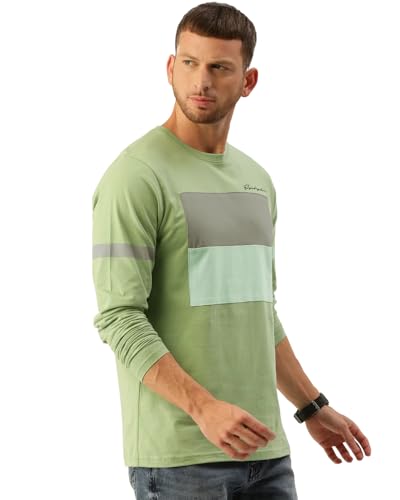 Image of Noble Monk Men Full Sleeve Round Neck T-Shirt | Printed Sleeves |Regular fit Tshirt for Men