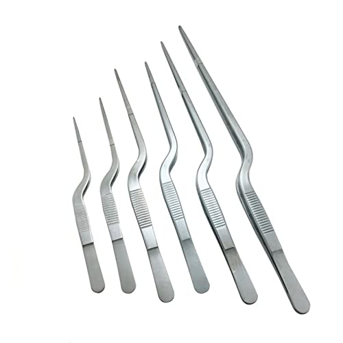 14cm/16cm/20cm/23cm/25cm/30cm Elbow Tweezers Anti-static Hand Tool Clear Clip Stainless Steel Maintenance Repair Tool Kit Industrial tweezers(20cm)