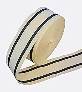 2 inch Wide Cream/Off-White and Charcoal/Black Stripe Grosgrain Ribbon - 25 yards