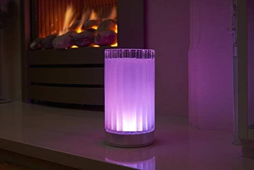 Auraglow Rechargeable Cordless Wireless Colour Changing & White Light LED Glass Table Lamp (ROMAN)