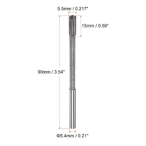 sourcing map Hartmetall Reibahle 5.5 mm, 4 Schneidig, H8/H7 Genauigkeit, Sandstrahlbeschichtung Maschinenreibahle für Metall Holz Loch Reiben, Gerade Nut Hochgeschwindigkeitsstahl Werkzeug