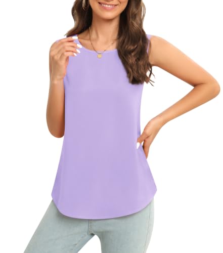 Image of Women's Sleeveless Chiffon Tank Top Business Casual Blouse Tunic Top