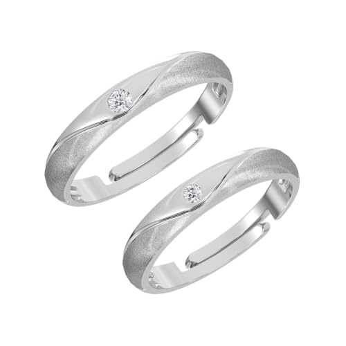 Image of Clara 925 Sterling Silver Adjustable Couple Ring for Men & Women