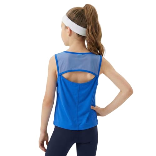 Image of WELAKEN Girls' Athletic Tank Top - Mesh Open Back Sleeveless Sports Shirt for Active Kids,Black,4T