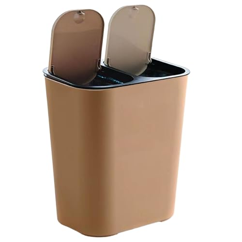 Genérico Cubo De Basura Doble Con Combinación De Reciclaje,ABS Comodidad De Botón A Presión Cocina Cubo De Basura De 18 L Con Tapas Para Cocina, Salón, Comedor, Dormitorio, Lavadero Y Área De