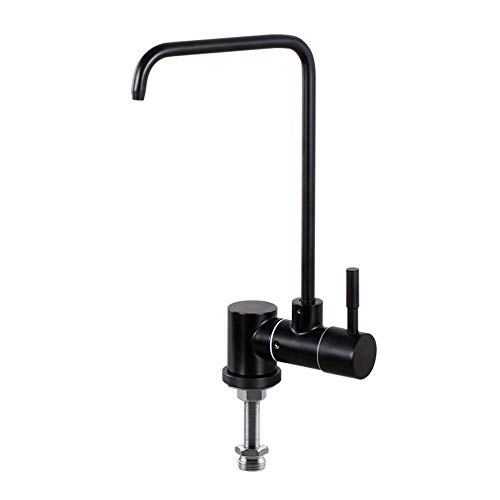 Robinet de filtre à eau noir en acier inoxydable plié et rotatif à 360 degrés
