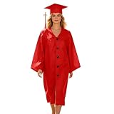 Zanisouta Set di cappello da laurea da uomo e donna, con cappello da laurea e talar per laurea accademica, O rosso., XXXL