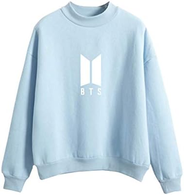 Unisex Letter Print BTS Sweatshirts Pullover Long Sleeve Shirt Jumper Sweater Jacket Blouse Hoodie Teen Girls Women