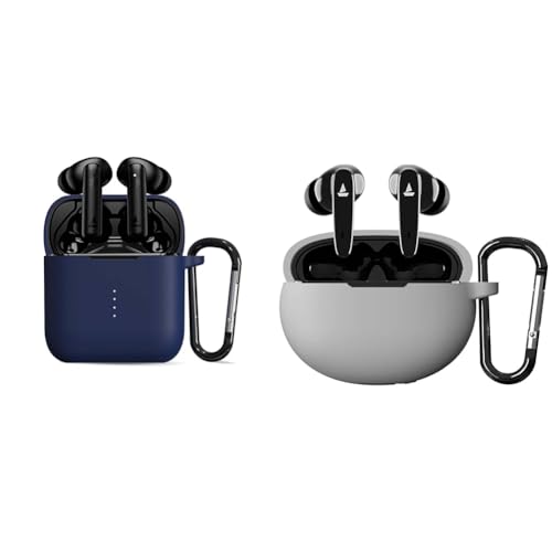 Image of Sounce Earphone Case Cover Compatible with Boat Airdopes 141, Soft Silicone Skin Case Cover Shock-Ab