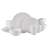 Mikasa Indira Chip Resistant 16-Piece Dinnerware Set, Service For 4, White