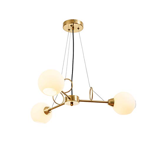 Plafonnier doré Spoutnik suspension 3 lumières ambre platine milieu du siècle