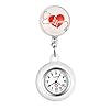 Silverora Silikon Krankenschwester Uhr einziehbar mit Stethoskop Herz Muster Revers Clip-on Taschenuhr für Arzt Krankenschwestern Silikonhülle für Frauen und Männer