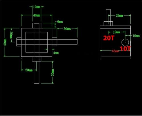 Caja de dirección en ángulo recto 1:2 micro con eje de 6mm para transmisión manual 7