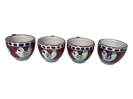 Ceramic Espresso Cup Set - Set of 4 Italian 2 oz Coffee Cups for Espresso, Pottery from the AmalfiCoast, Small Coffee Cup, Ceramic Tea Cup, Made in Italy Pottery, Dishwasher and Microwave Safe