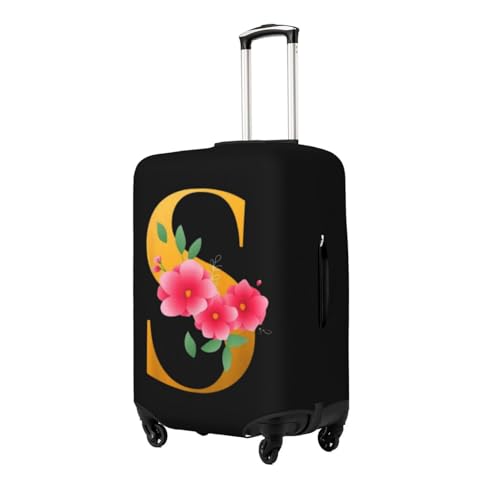 Generic Luggage Cover Flower Golden Letter S Suitcase Protector fits 18-32inch Travel Suitcase Cover Dustproof Washable with Concealed Zipper for Wheeled Suitcase LC8732