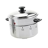 SMASOLO Temporizador Mecánico de Cocina Portátil Minutos Forma de Olla Presión sin Batería para Cocinar y Hornear Casa y Restaurantes Alarma Audible y Diseño Compacto Plateado