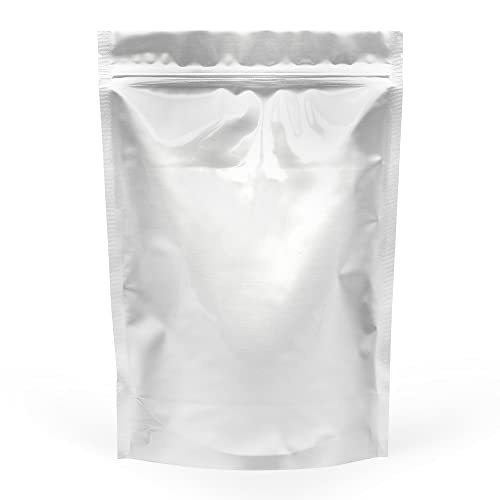 Evergreen Goods 50 Bolsas de Papel de Aluminio para Conservas (180 x 260 mm) | Bolsas reutilizables, termosellables, resistentes, con cierre de cremallera y muesca | Café, Frutos secos