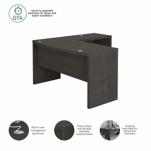 Image of Bush Business Furniture Echo L Shaped Bow Front Office Desk in Charcoal Maple, Modern Computer Table for Home or Professional Workspace