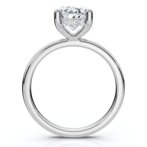 Pompeii 2 1/10Ct Oval Diamond Side Halo Engagement Ring 14k Gold or Platinum Lab Grown (F/G,VS1-VS2)2