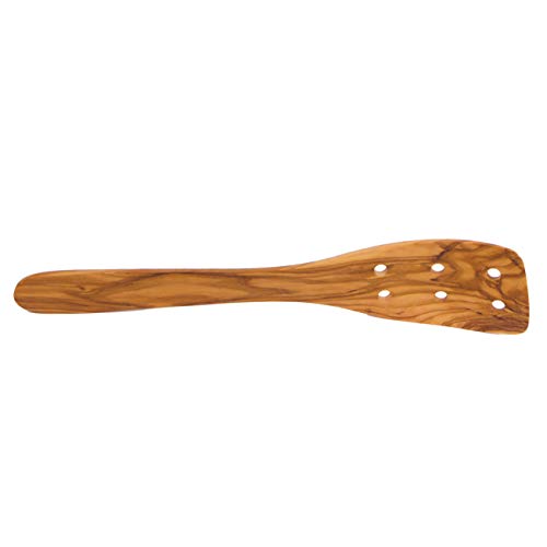 Olive Wood Handcrafted Curved Pierced Spatula with 6 holes - 30 cm  1181 Inches