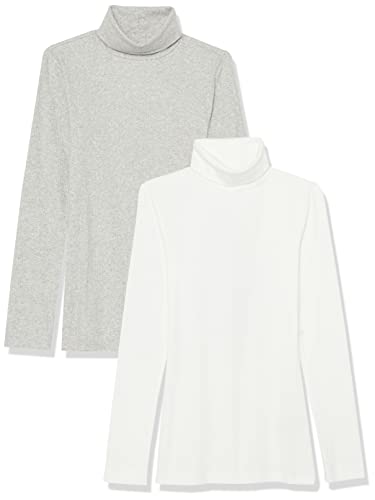 Image of Amazon Essentials Women's Slim-Fit Stretchy Layering Long Sleeve Knit Rib Turtleneck Top (Available in Plus Size), Pack of 2