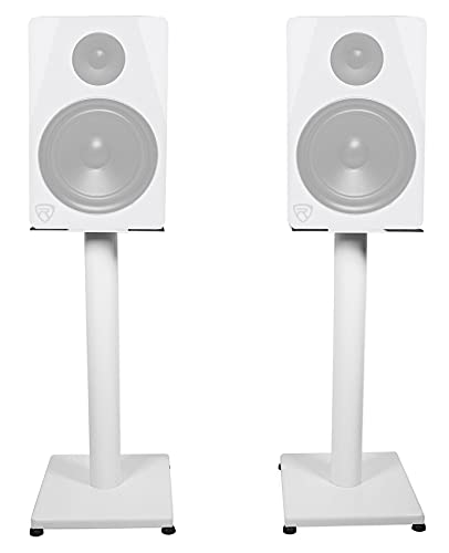 Rockville RS21W V2 Pair 21 Steel Bookshelf Speaker/Monitor Stands White