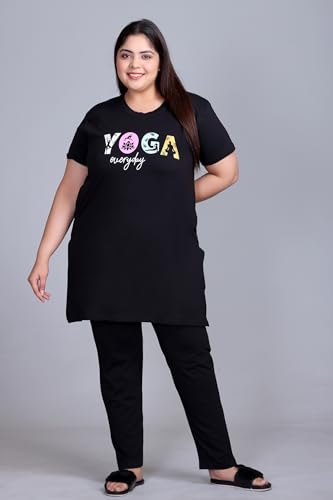 Image of In Love Women's Plus Size Graphic Printed Cotton Night Suit Set Short Sleeve