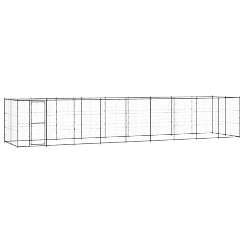 Vopese Hundehütte Spiel Paradies Pulverbeschichteter Stahl PE Schwarz Silber 990x220x180cm Model3082296