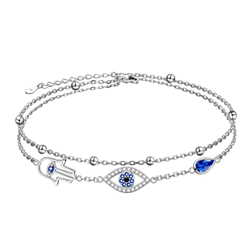 Image of Yearace Anklet for Women S925 Sterling Silver Adjustable Foot Beaded Chain Lotus Flower Claddagh Dragonfly Witches Knot Ankle Bracelet Summer Beach Anklets Jewelry Gift