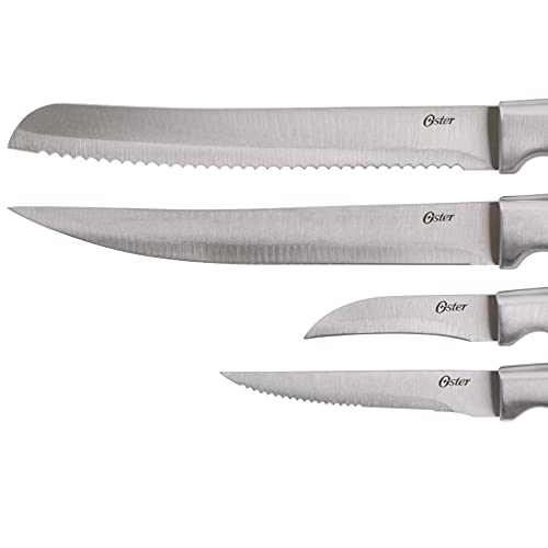 Oster 70562.22 Baldwyn 22-Piece Cutlery Block Set, Brushed